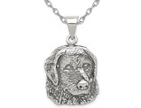 Sterling Silver Antiqued Retriever Pendant Necklace with Chain